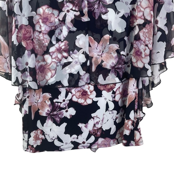 Adele & Mae XL Boho Women's Ruffled Tiered Drapey Flowy Floral V-Neck Blouse - Picture 10 of 12